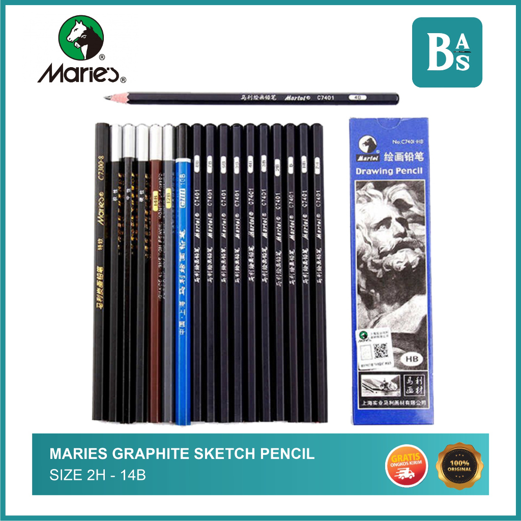 

Maries Graphite & Charcoal Sketch Pencil / Pensil Maries Grapit & Charcoal/ Peralatan Menggambar