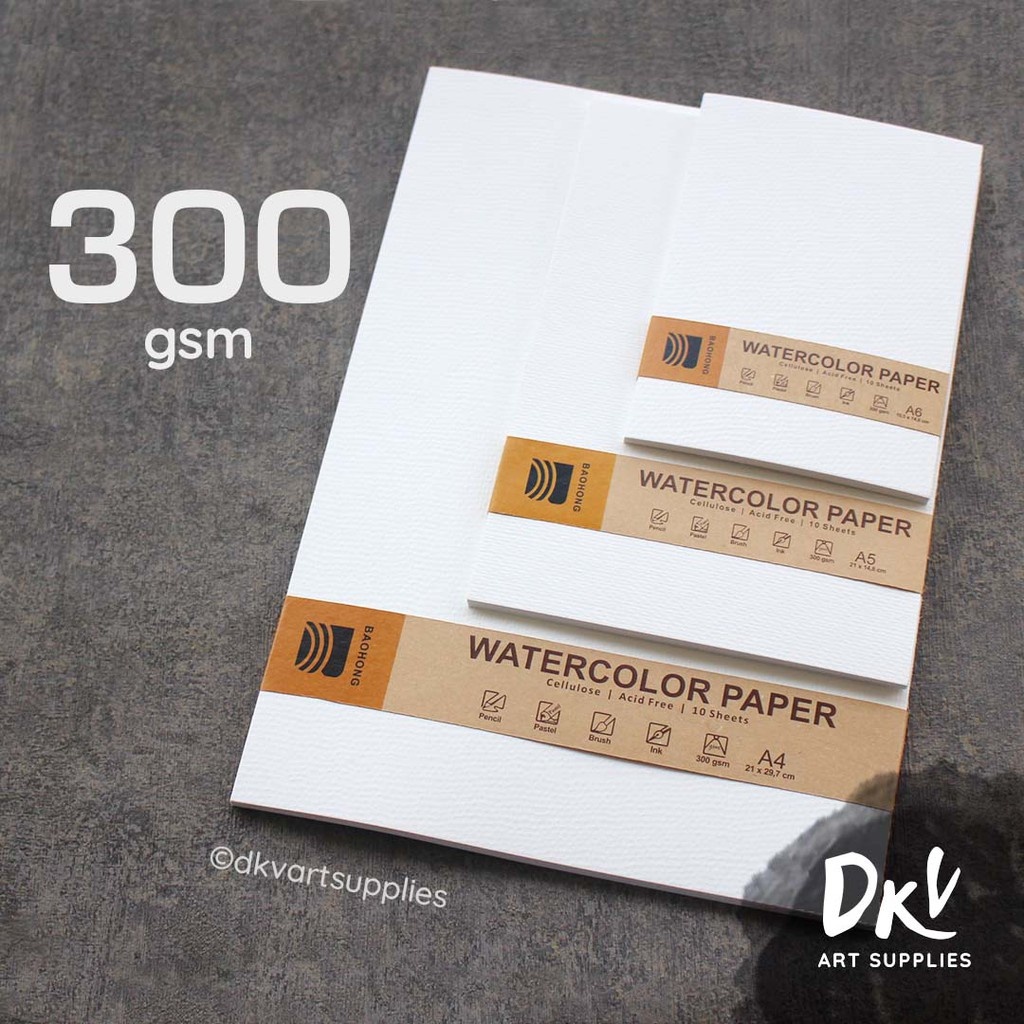 

Baohong Watercolor Paper Kertas Cat Air Cellulose 300gsm A4 / A5 / A6