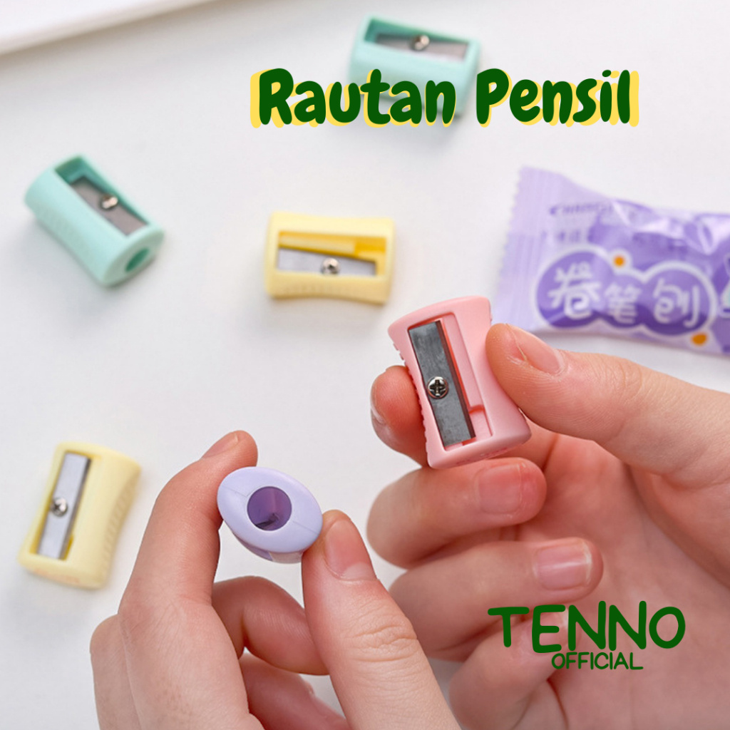 

TENNO Serutan Rautan Pensil Kayu Lucu Mini Kemasan Permen Satuan Aesthetic Estetik Warna Soft Pastel