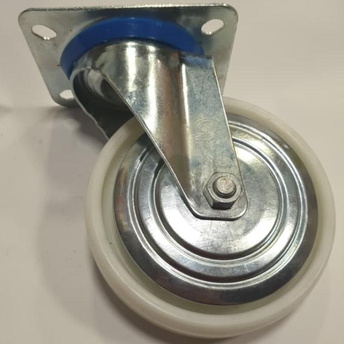 TROLLEY Roda Troli Nilon Putih China 6 inch Hidup