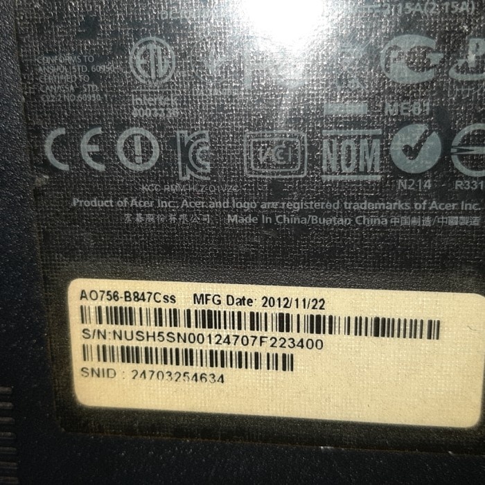MOBO ACER ASPIRE ONE 756