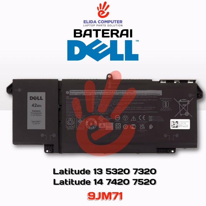 BATERAI DELL LATITUDE 13 5320 7320 14 7420 7520 9JM71 4M1JN 1PP63 42WH