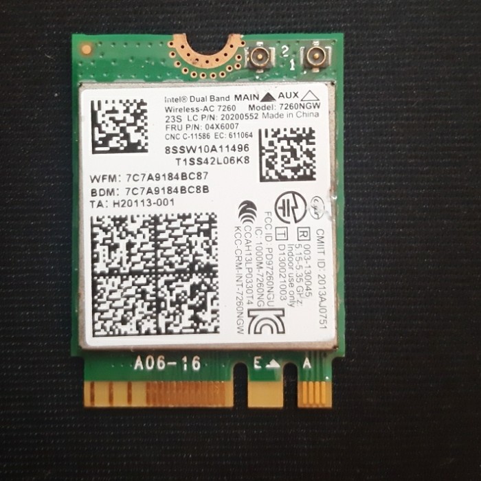 WIFI CARD WIRELESS INTEL 7260NGW WIFI CARD LENOVO THINKPAD