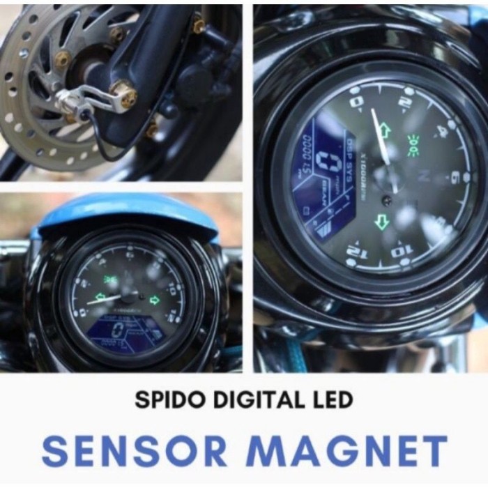 SPEEDOMETER BABON MOTOR SPIDO METER BULAT CUSTOM LED DIGITAL SENSOR