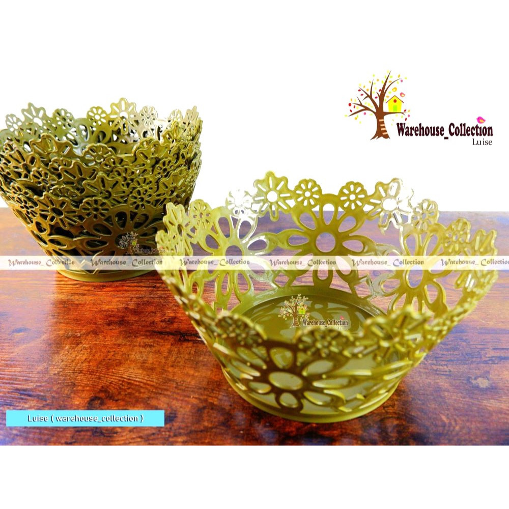 SP501 [3 & 6 Pcs] Keranjang Buah Sultan GOLD Keranjang Parcel Keranjang Bulat Plastik Tebal Kokoh