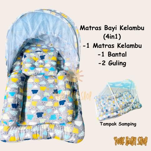 YBS Kasur Matras Bayi Kelambu Bayi Set Bantal Guling Matras Kelambu Premium/ Matras Lipat Kelambu Ba