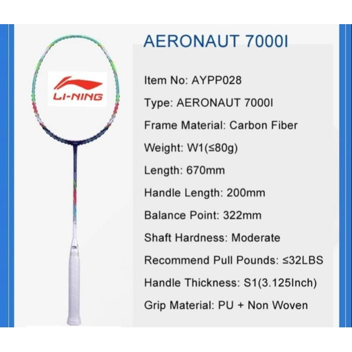 Raket Badminton Lining Aeronaut 7000i instinct Original