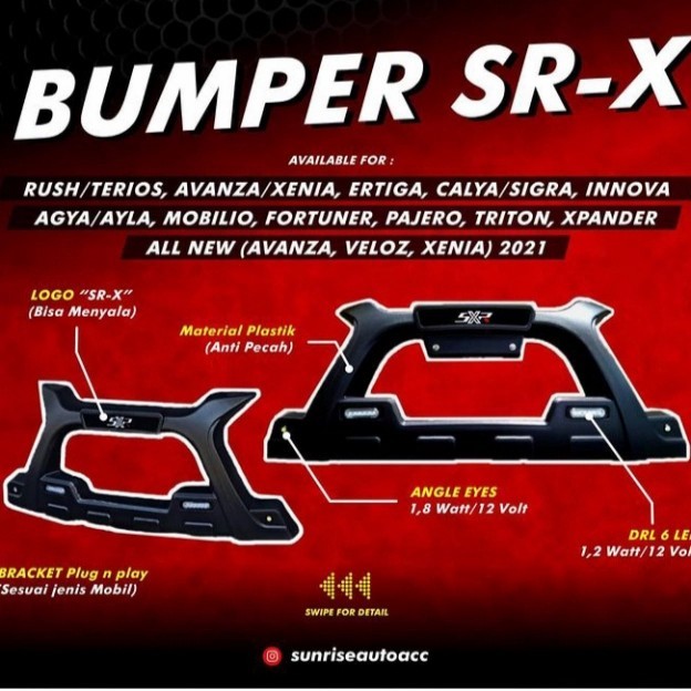 BISA GOSEND BUMPER/TANDUK DEPAN AVANZA/XENIA/VELOZ TH 2004-2021 MDL SR-X