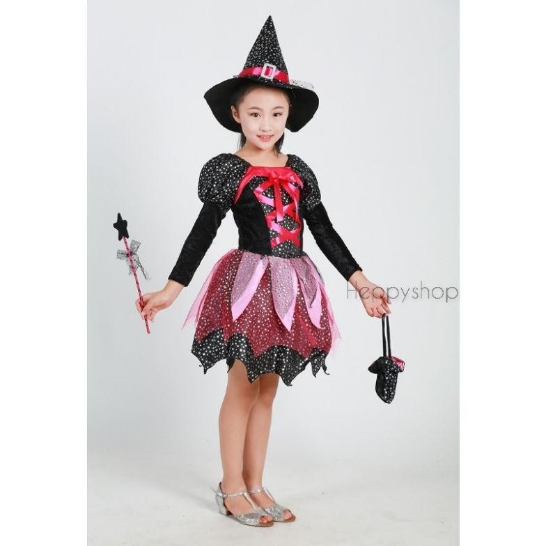 DFG Kostum Halloween Anak Penyihir Pink Witch Cosplay Nenek Sihir TERLARIS