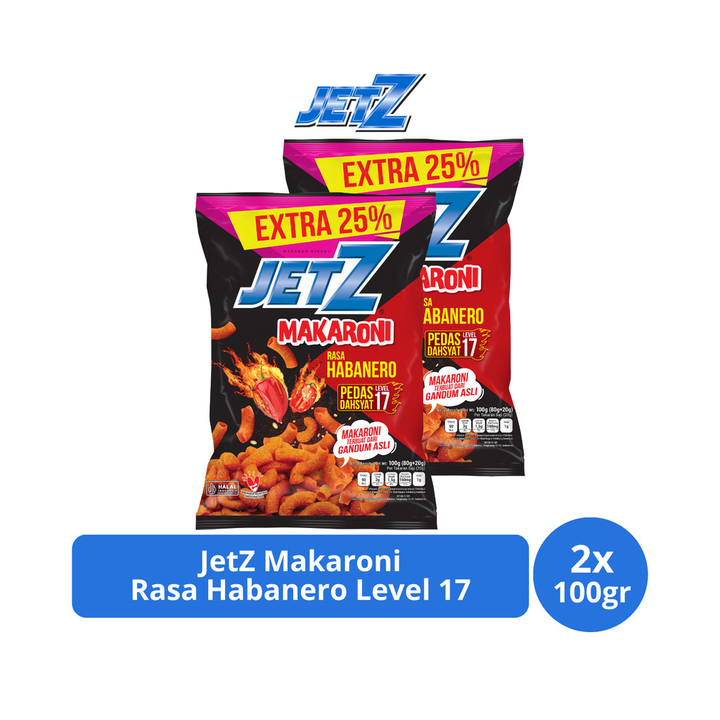 

JetZ Makaroni Rasa Habanero Pedas Dahsyat Level 17 100gr x 2 pcs