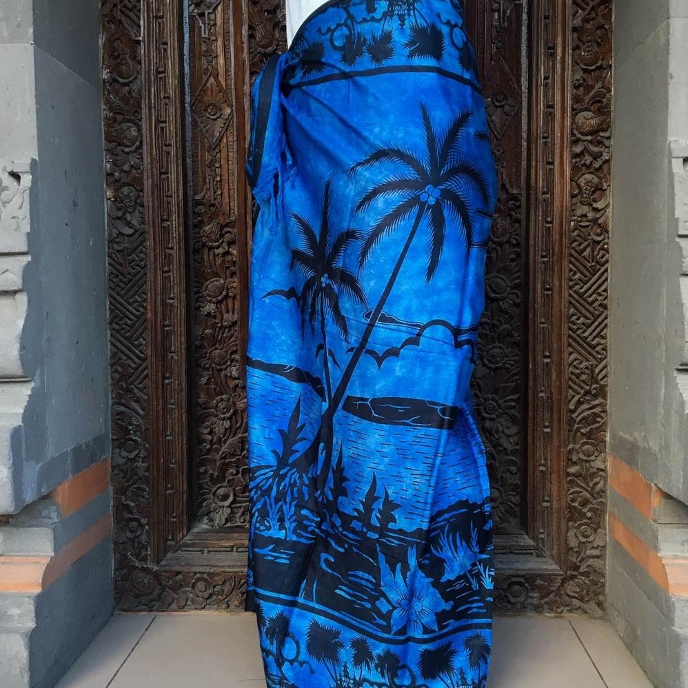 Hot Sale Pakaian Wanita Sarung Kamen Kain Pantai Motif Pemandangan Hitam Oleh Oleh Souvenir Khas Bal
