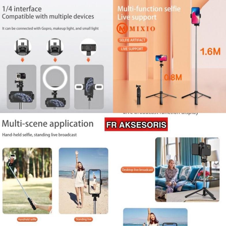 Yt- Tongsis Bluetooth Mixio Tongsis Panjang 160Cm / 80Cm Tripod 3In1 Bt Termurah