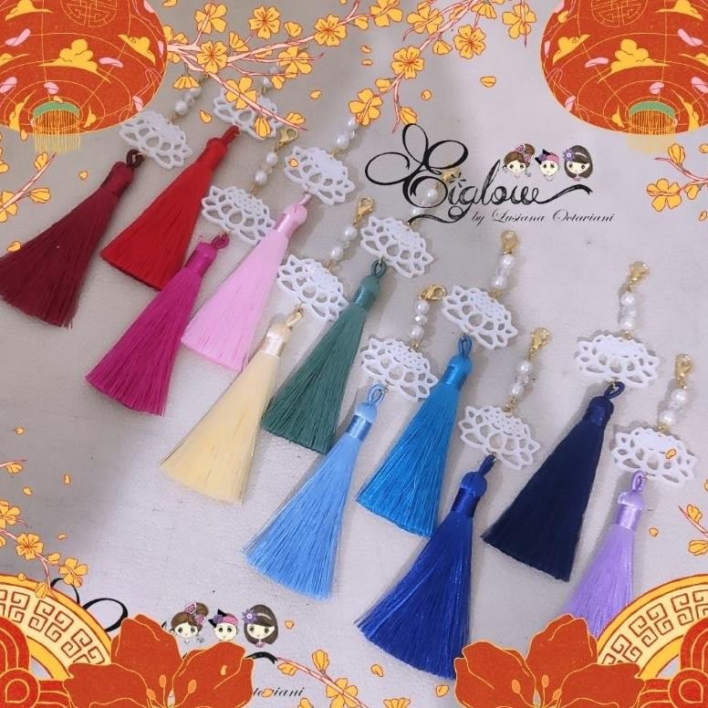 TYR READY kirim INSTAN atau SAMEDAY tassel rumbai gantungan baju hanbok norigae lotus warna warni ak