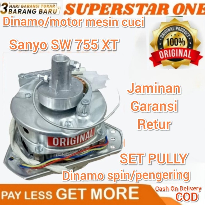 DINAMO SPIN/PENGERING SET PULLY MESIN CUCI SANYO SW 755 XT