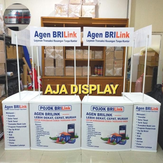 Event Desk Brilink Meja Promosi Khusus Cetak Stiker Logo Brilink New