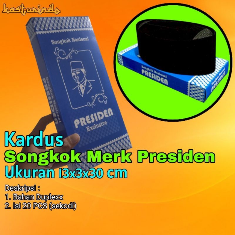 

Kardus Kosong ISI 20 PCS Untuk Kardus Peci Songkok Hitam Merk Presiden Bahan Duplex size 13x3x30 CM