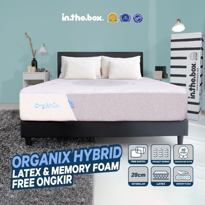 Kasur Busa Latex Inthebox Organix Hybrid 120x200 - Free bantal