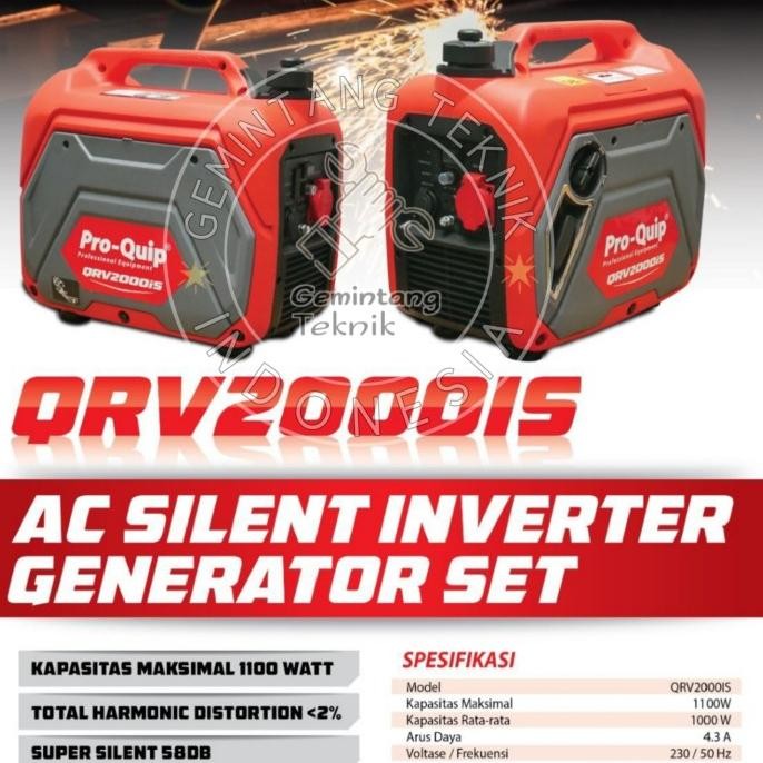 Tersedia Genset Inverter 1000 Watt 1100 Watt Super Silent Portable Merk Pro-Quip Original