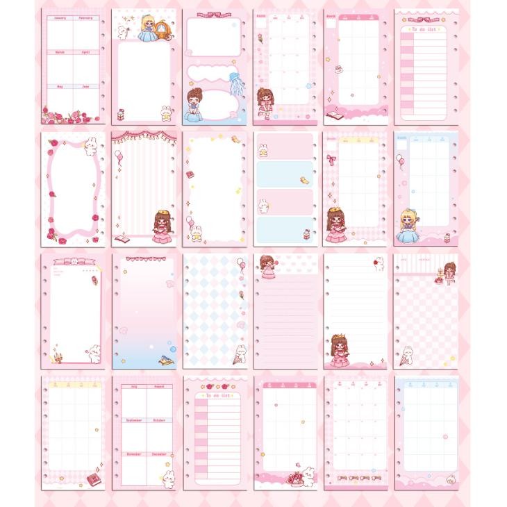 

BISA COD Zumoo Princess Art Binder SET PVC A6 Full Color Paper Planner / Binder SET PVC A6 dengan Loose Leaf Planner Warna GRID re-65