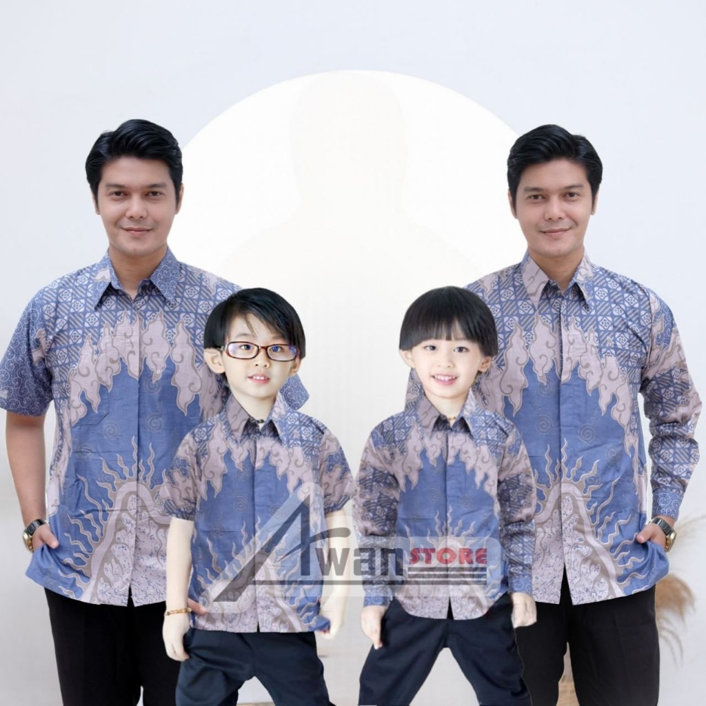 Batik PNS TERBARU KEMEJA BATIK PRIA AWAN BIRU MUDA batik ayah dan Batik anak cowok BATIK MEGA