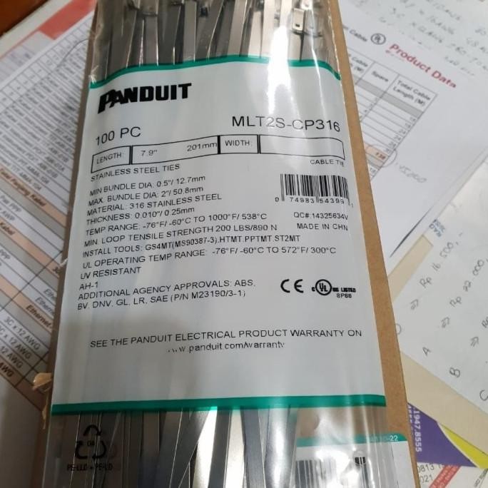 

Panduit Stainless Steel Cable Ties MLT2S-CP316 /100 piece / 1 pack