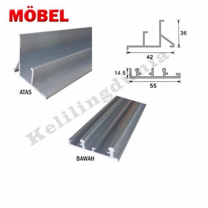 1 Set Rel Pintu Lemari 3M Sliding Yiming Putih White 3 Meter