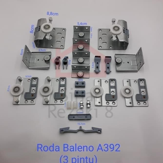 Roda Rel Pintu Lemari Sliding Geser Slow Motion 3 Pintu A392