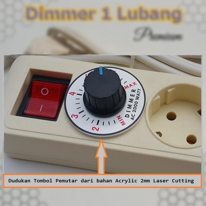 Dimmer 2000W + Fuse Pengatur Kecepatan Gerinda Dimer 1 Lubang