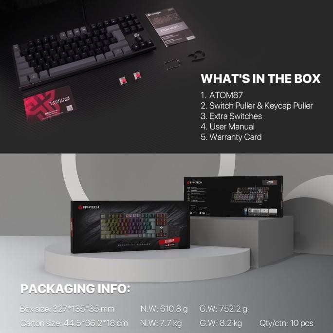 Fantech ATOM MK876 RGB Gaming Mechanical Keyboard TKL