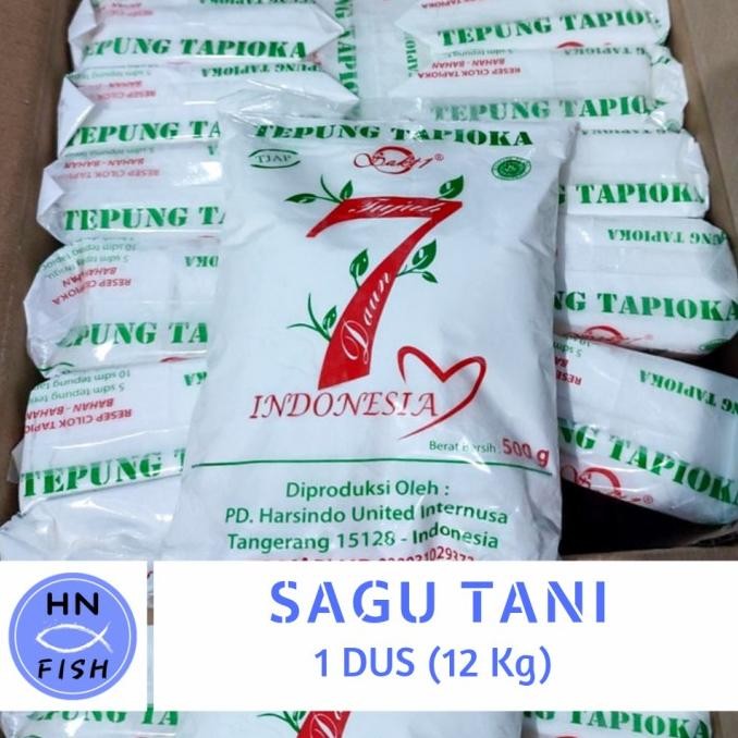 

SAGU TANI TJAP 7 DAUN 1 DUS / 12 KG / 24 PACK @500GR / TEPUNG TAPIOKA