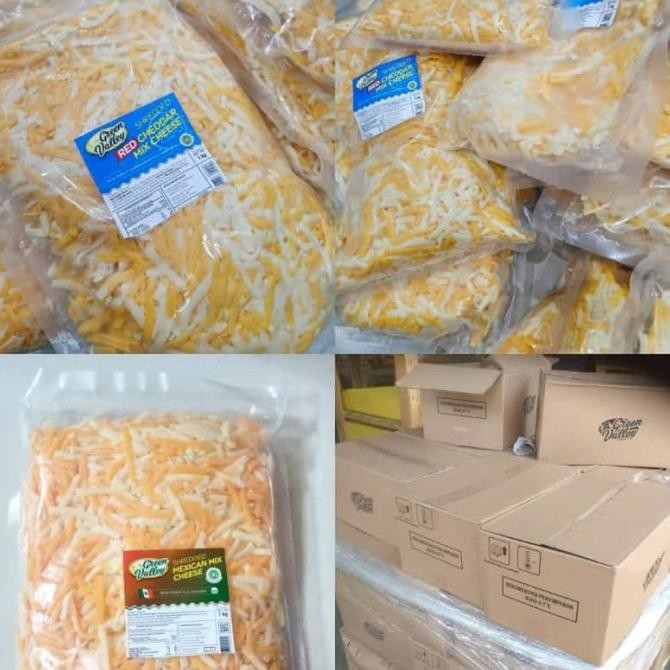 

1 Kg Shredded Mexican Mix Cheese Green Valley - Keju Cheddar Moza 1 Kg TA