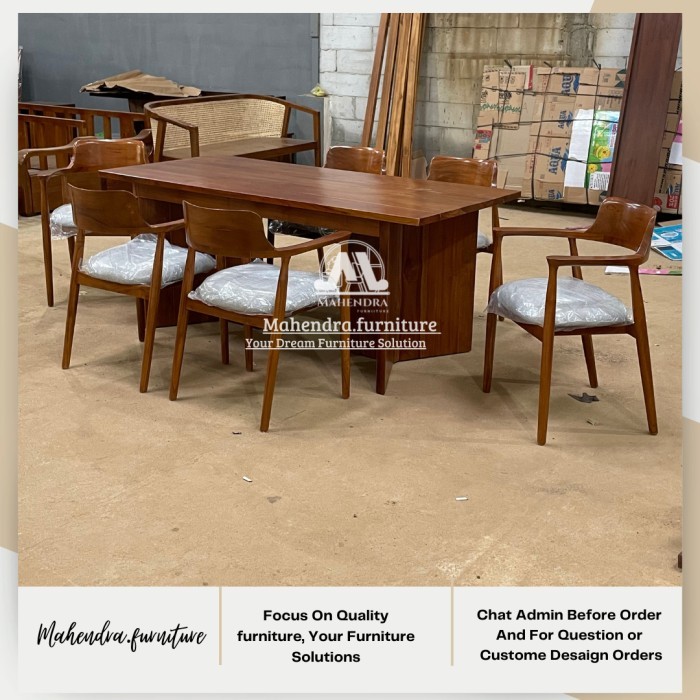 Set Meja Makan 6 Kursi Kayu Jati Modern Terbaru Set Meja Makan Kursi 6 Kayu Jati