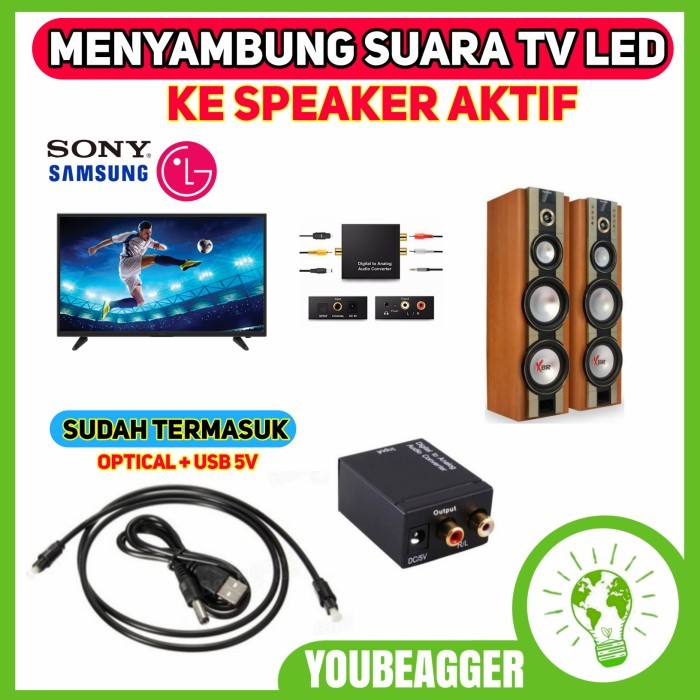Penyambung Audio TV LED ke Salon aktif dan amplifier