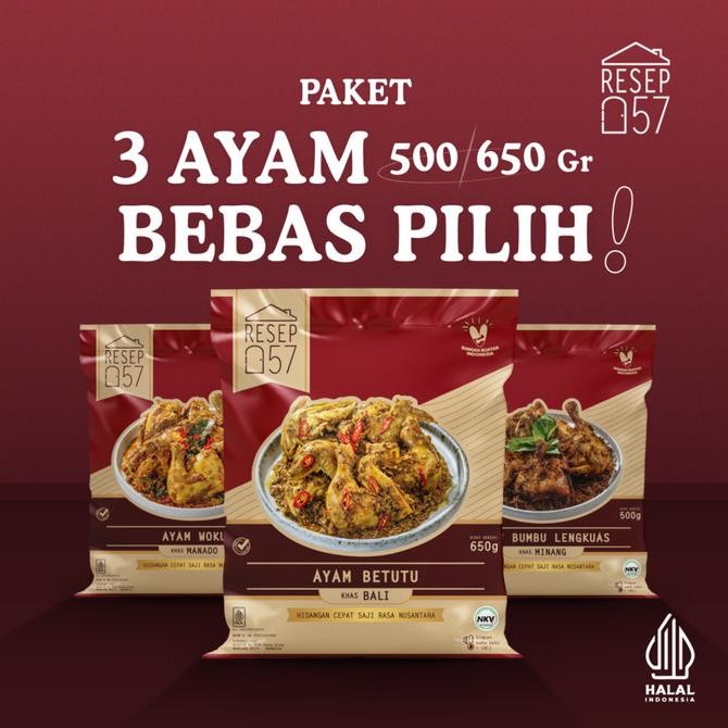 

RESEP57 PAKET 3 AYAM 500GR/650GR BEBAS PILIH