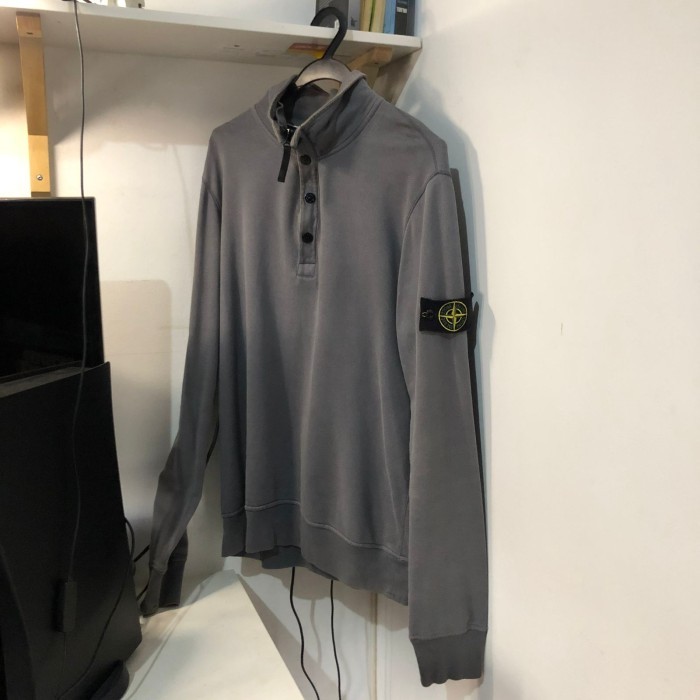 STONE ISLAND GREY HALF ZIP BUTTON JACKET ORIGINAL