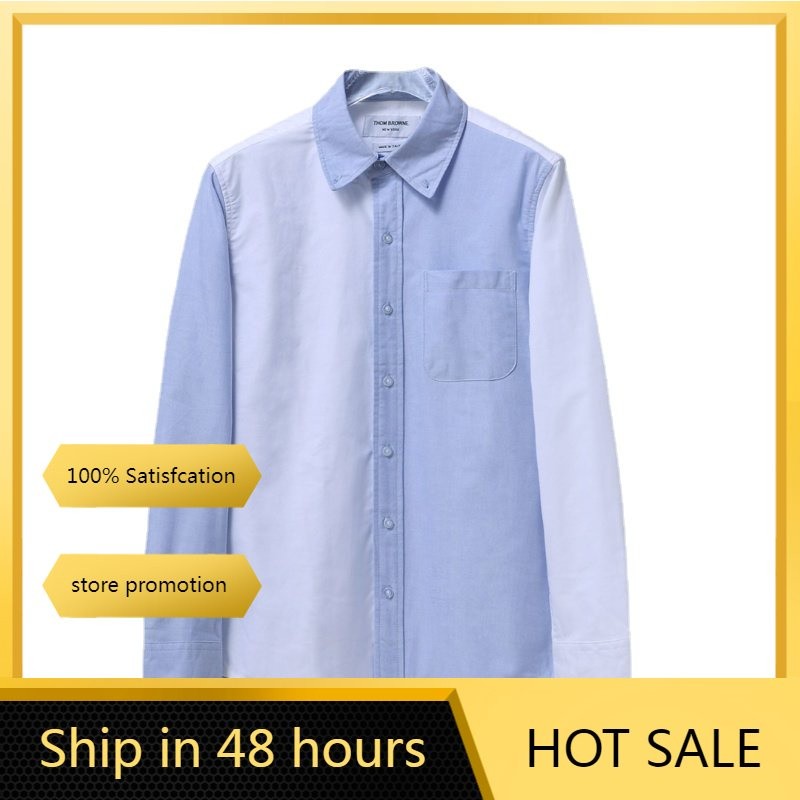 Kemeja Pria THOM BROWNE Oxford Spun Cloth Blus Wanita Lengan Panjang 2023 Baru |fERPsyiy|