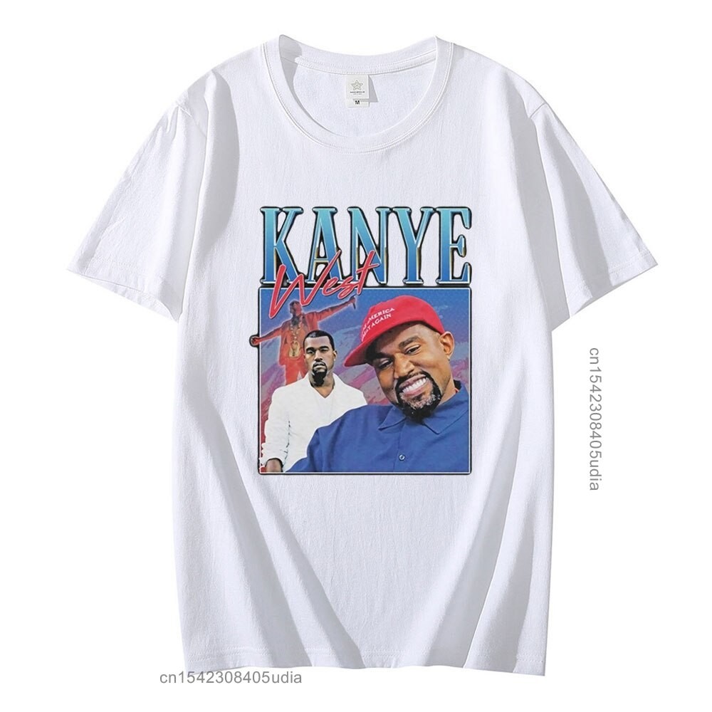 Kaos Hip Hop Baru Kanye West Kemeja Grafis Vintage tahun 90-an untuk Pria Kaus Katun Oversize untuk 