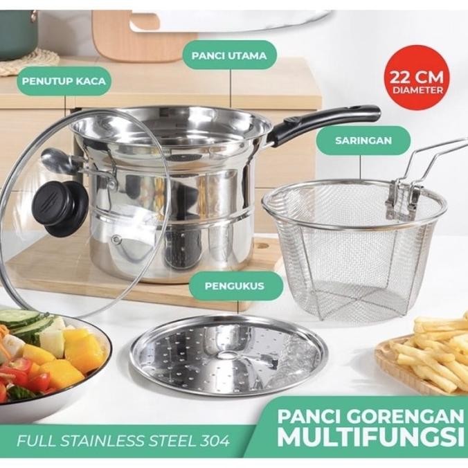 panci 3 in 1 panci penggorengan kentang cooking pot 3 in 1 PSG