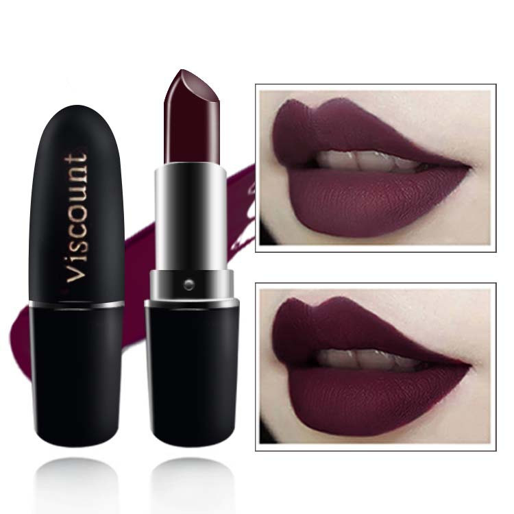Lipstik INS Super Populer TikTok Gaya Yang Sama Matte Selesai Beludru Lipstik Warna Plum Bata Merah 