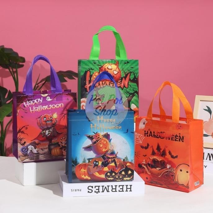 

best produk] Paperbag Halloween 2024 Kantong Goodiebag Tas Permen Souvenir Motif Pumpkin Seram Candy Gift Bag Bagus Kualitas Terbaik