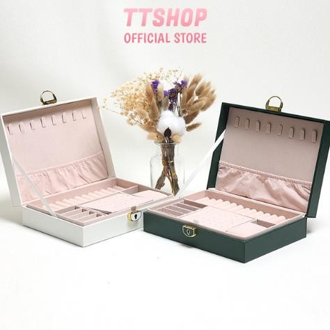 Terlaris Ttshop Sederhana Kotak Penyimpanan Perhiasan Dengan Kunci Kulit Kayu Kotak Perhiasan Anting