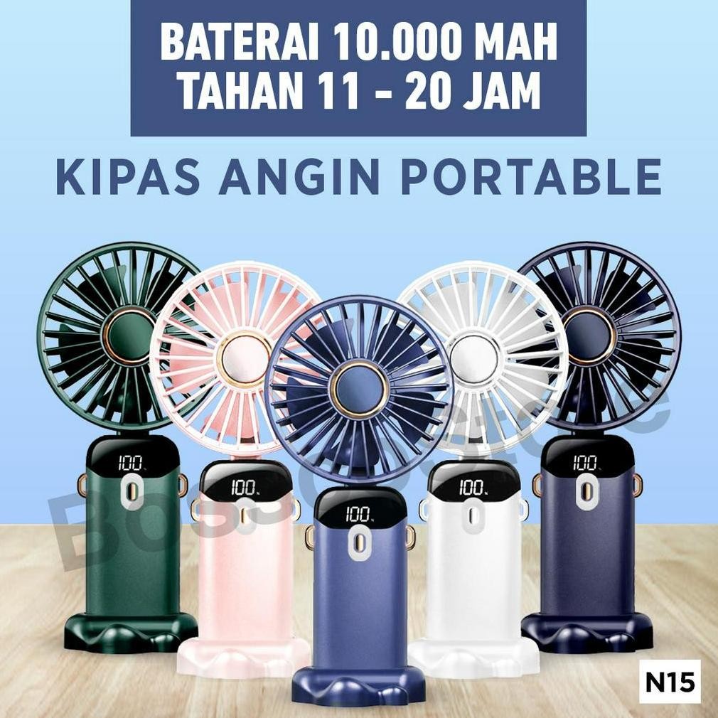 Terlaris Kipas Angin Lipat Portable 10000Mah Digital Display Lcd Premium 5 Speed Kipas Angin Mini Po