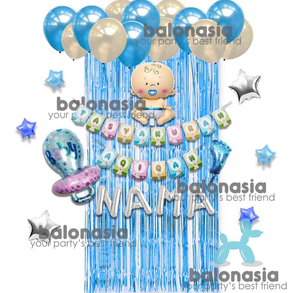 Ty-65 Dekorasi Paket Balon Simple Baby Aqiqah Backdrop Tirai