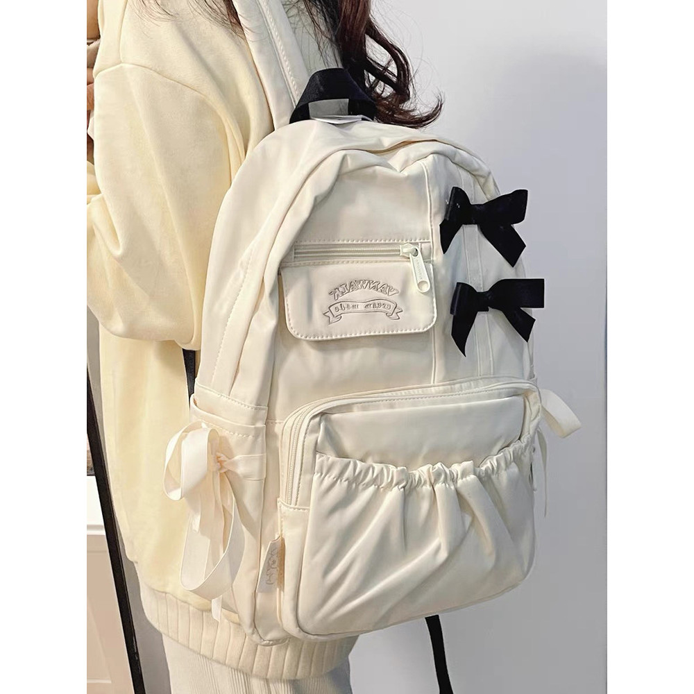 Y2.Morgan-Bow Ribbon Backpack Tas Ransel Wanita Fashion Trends Tas Sekolah Schoolbag Tas Bahu Outdoo