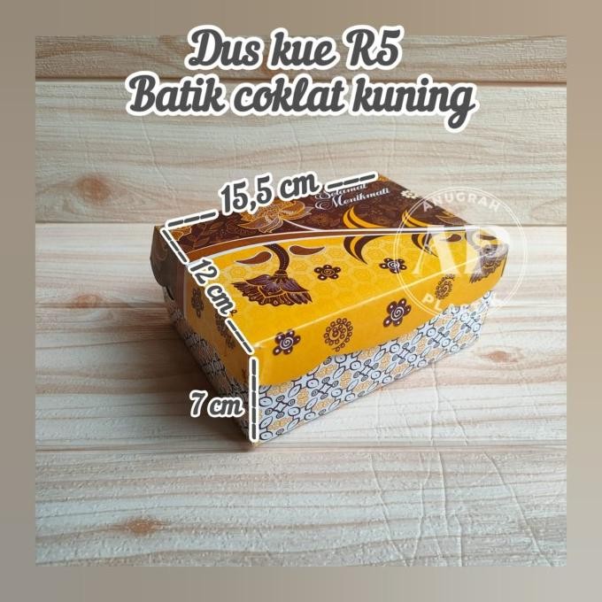 DUS KUE R5 BATIK COKLAT KUNING / BOX KUE / ROTI R5 MOTIF 2210T