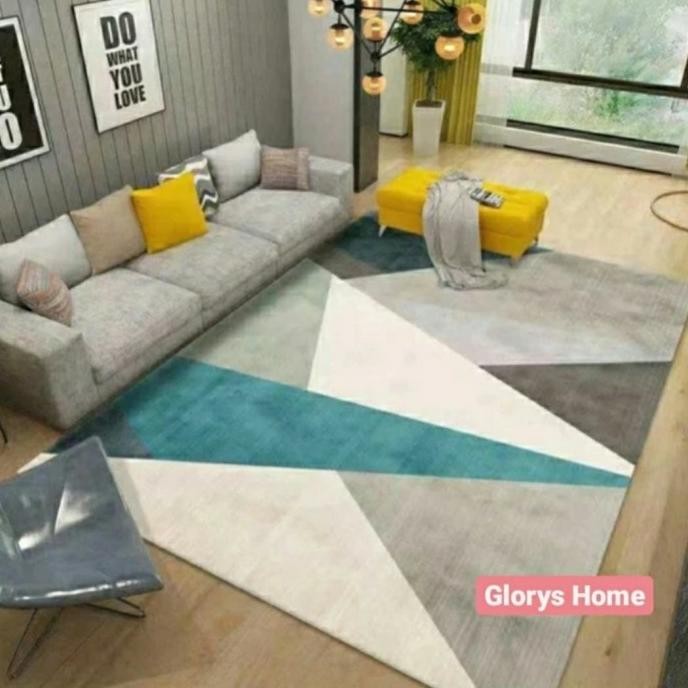 karpet lantai ruang tamu minimalis modern abstrak
