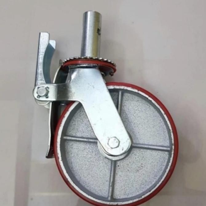 Roda Scaffolding Steger PU Merah Besi Cor Heavy Duty 6 inch Taiwan