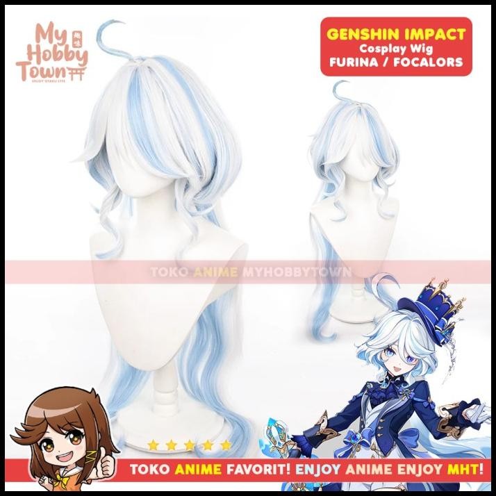 Wig Cosplay Anime Game Genshin Impact : Furina Focalors Rambut Palsu