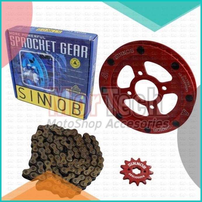 Chain Kit Gear Set Rantai Motor Sinnob Premium Tiger Merah 140BZ4 per
