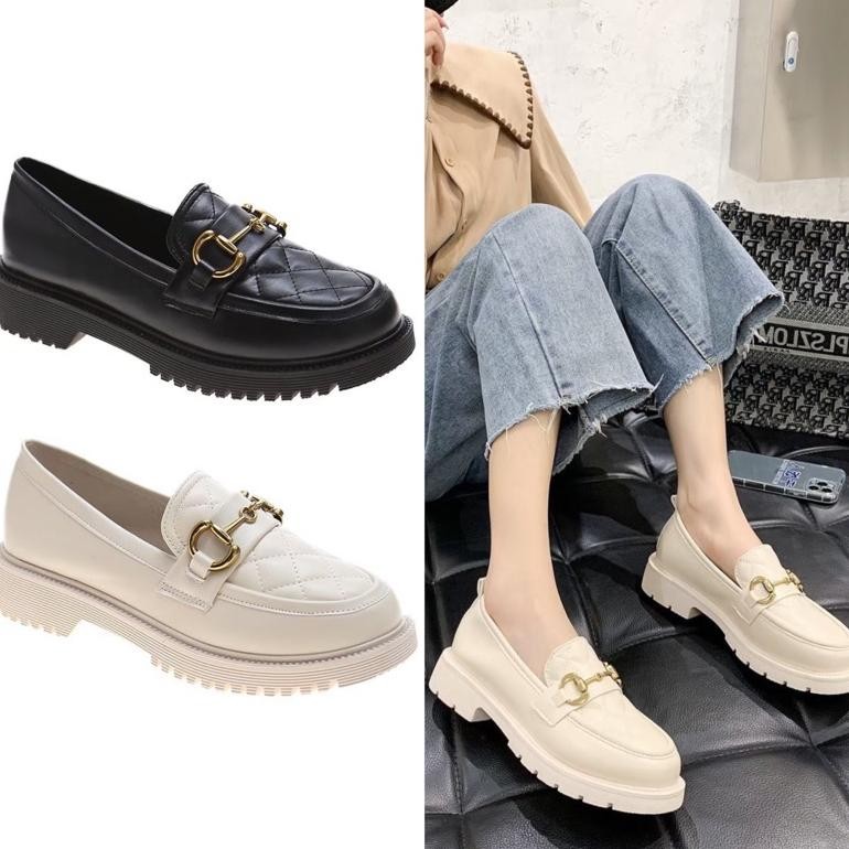 Hl - Avanceid 1909 Loafers Sepatu Sneakers Wanita Kerja Docmart Hitam